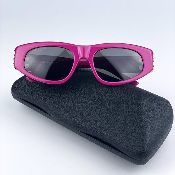 NEW Balenciaga BB0095S 017 Fuchsia Pink Silver Grey Cat Eye Unisex Sunglasses - Picture 3 of 14